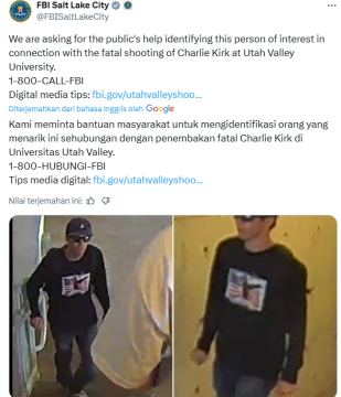 Terduga penembakan Charlie Kirk. (twitter fbi saltlakecity)